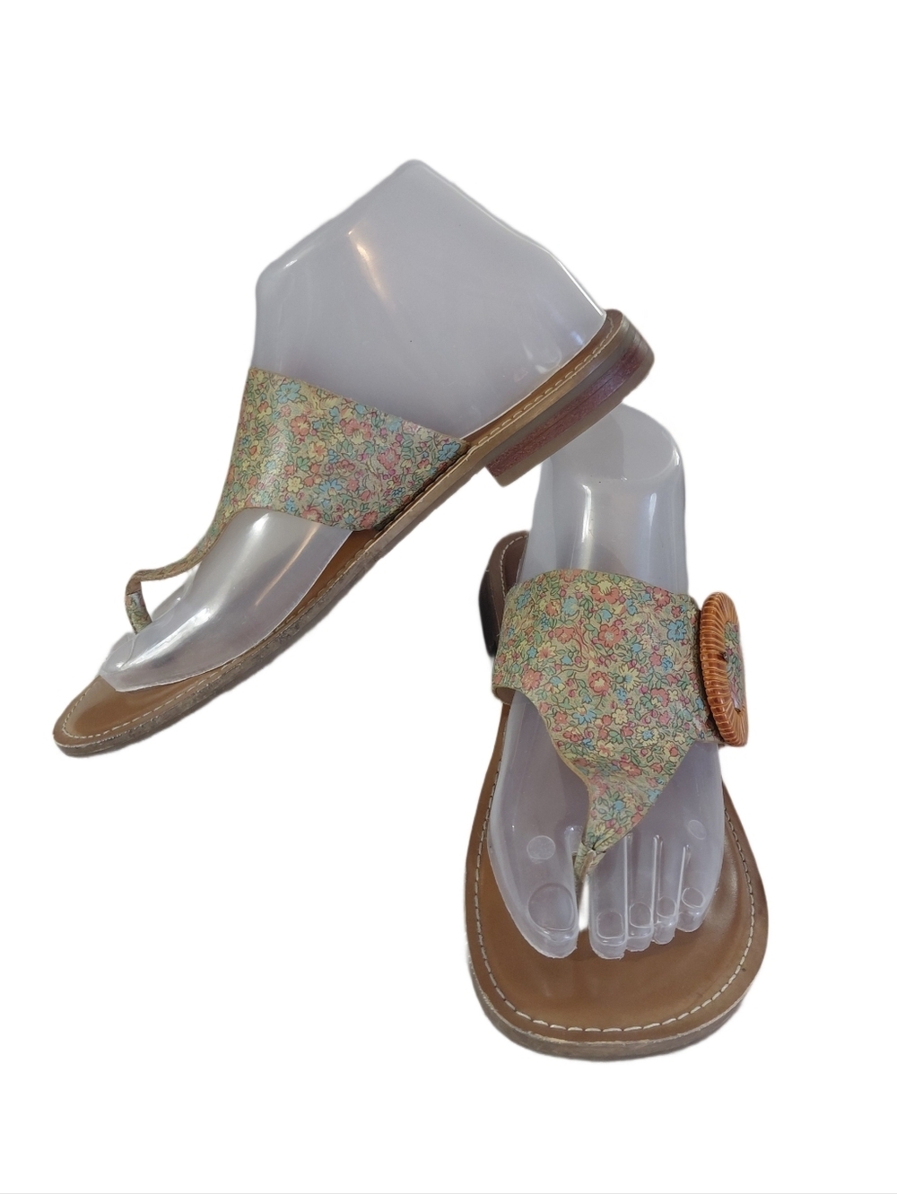 Patricia Nash Multicolor Floral Leather Thong Sandals Size 8.5